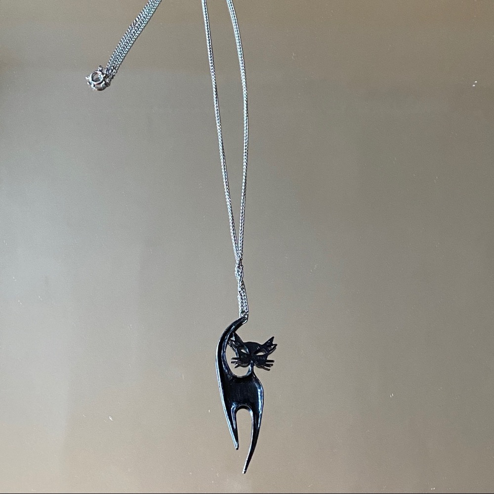 Reversable black cat necklace
